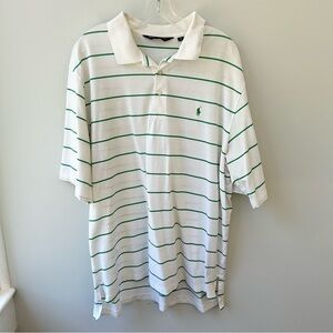 Polo Golf Ralph Lauren men’s white polo with green stripes